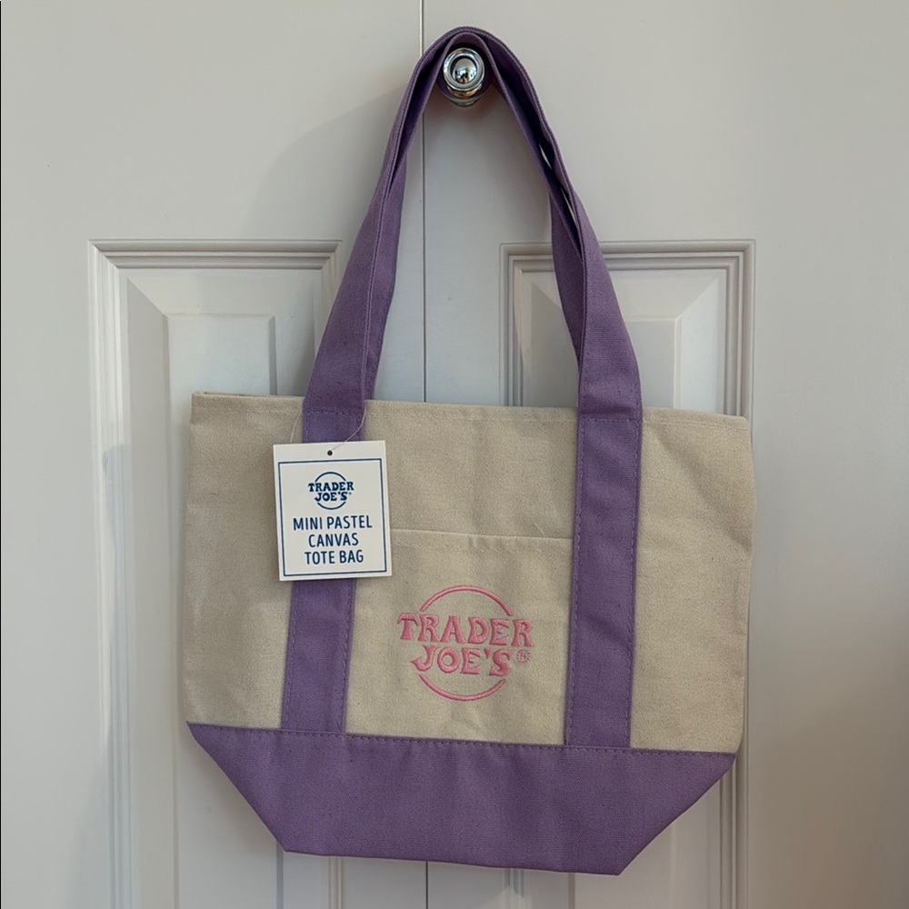 Trader Joe’s Mini Pastel Canvas Tote Bag (Purple)